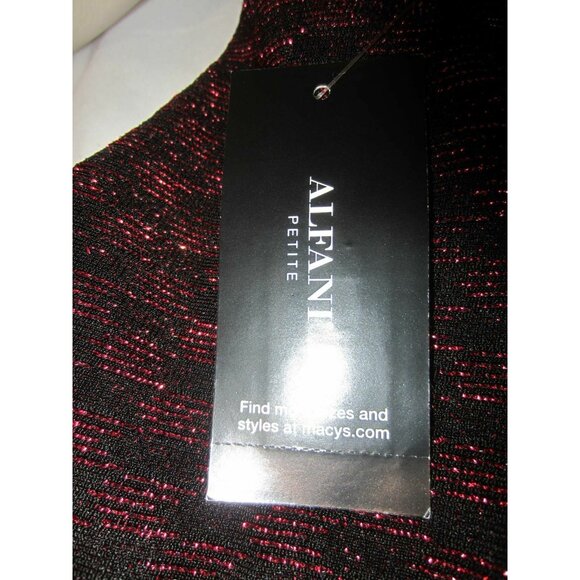 ALFANI PETITE Rose Shimmer red black sparkle top Women PL NWT $60 - Picture 7 of 7